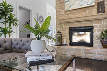 Decorated room with coffee table